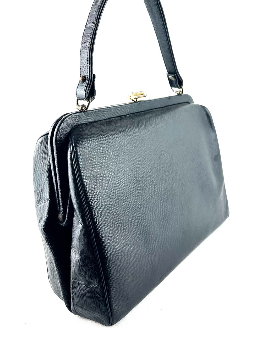 Vintage 1950s Creations by International Black Leather Top-Handle Bag - Picture 4 of 16